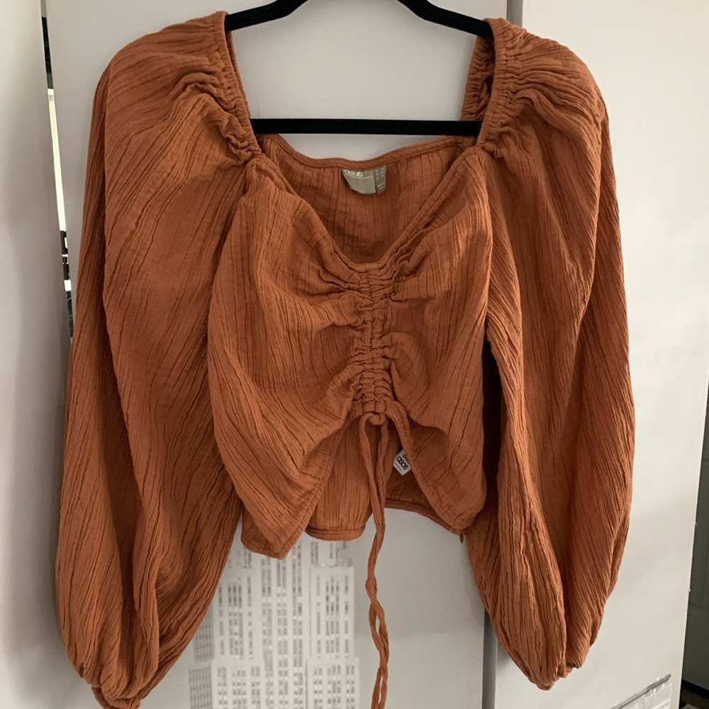 NWOT ASOS Ruched Tie Blouse Top Sz.12